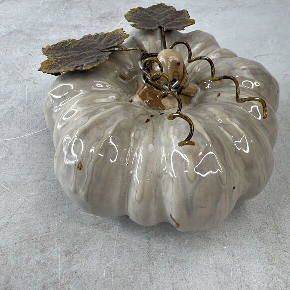 Designspirations 2004 Decorative Harvest Fall Pumpkin Ceramic Metal - Picture 13 of 14